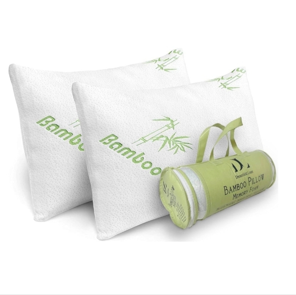 2 Set Bamboo Memory Foam Pillow Queen
